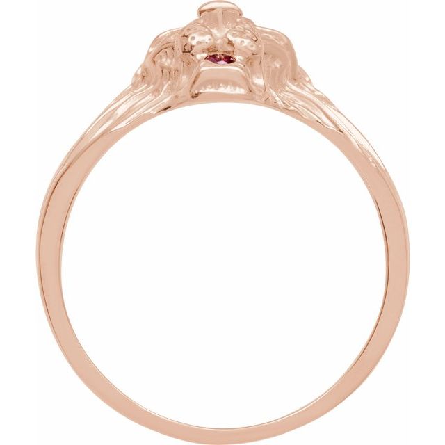 14K Rose .06 CTW Natural Diamond & Natural Ruby Lion Head Ring
