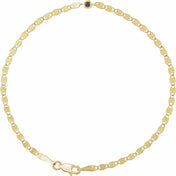 14K Yellow .06 CT Natural Black Diamond Bezel-Set Link 7 1/2" Bracelet