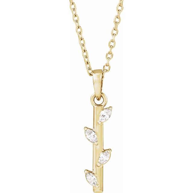 14K Yellow .07 CTW Natural Diamond Bar 16-18" Necklace