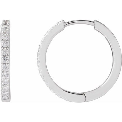 14K Lab-Grown Diamond Round Hoop Earrings 1/2 CT and 1/3 CT