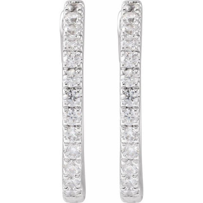 14K Lab-Grown Diamond Round Hoop Earrings 1/2 CT and 1/3 CT