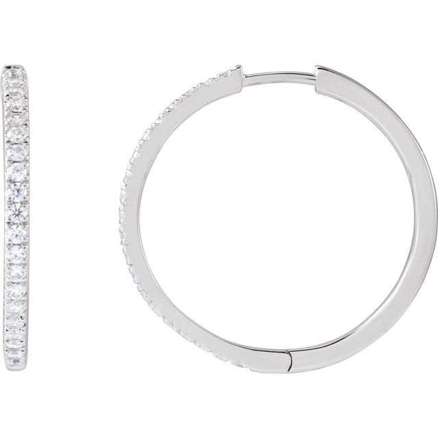 14K Lab-Grown Diamond Round Hoop Earrings 1/2 CT and 1/3 CT