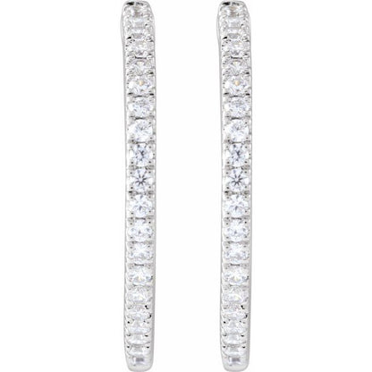 14K Lab-Grown Diamond Round Hoop Earrings 1/2 CT and 1/3 CT