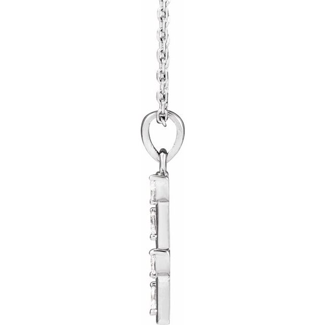 14K White .07 CTW Natural Diamond Bar 16-18" Necklace