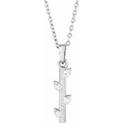14K White .07 CTW Natural Diamond Bar 16-18" Necklace