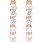 14K Rose 3/4 CTW Lab-Grown Diamond Hoop Earrings