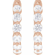 14K Rose 3/4 CTW Lab-Grown Diamond Hoop Earrings