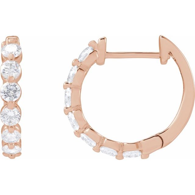 14K Rose 1 CTW Lab-Grown Diamond Hoop Earrings