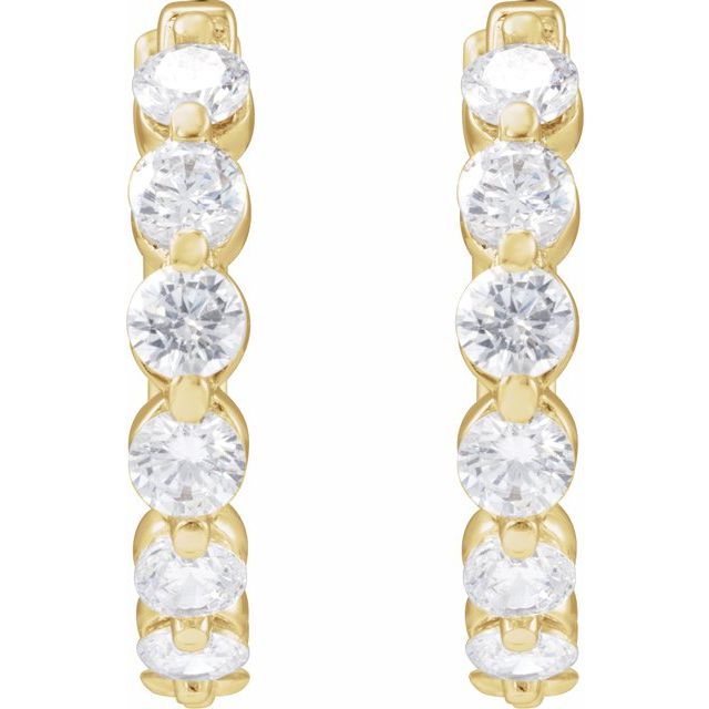 14K Yellow 1 CTW Lab-Grown Diamond Hoop Earrings