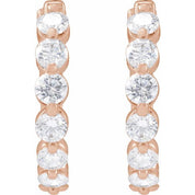 14K Rose 1 CTW Lab-Grown Diamond Hoop Earrings