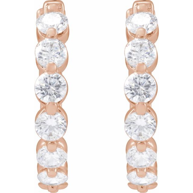 14K Rose 1 CTW Lab-Grown Diamond Hoop Earrings