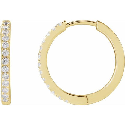 14K Lab-Grown Diamond Round Hoop Earrings 1/2 CT and 1/3 CT