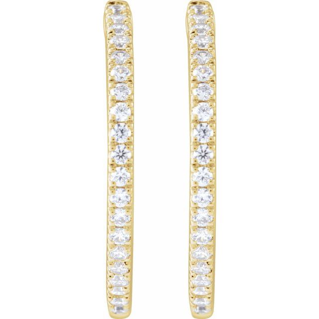 14K Lab-Grown Diamond Round Hoop Earrings 1/2 CT and 1/3 CT