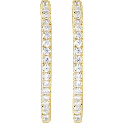 14K Lab-Grown Diamond Round Hoop Earrings 1/2 CT and 1/3 CT