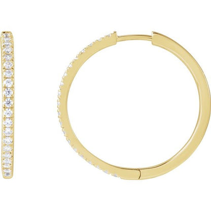 14K Lab-Grown Diamond Round Hoop Earrings 1/2 CT and 1/3 CT