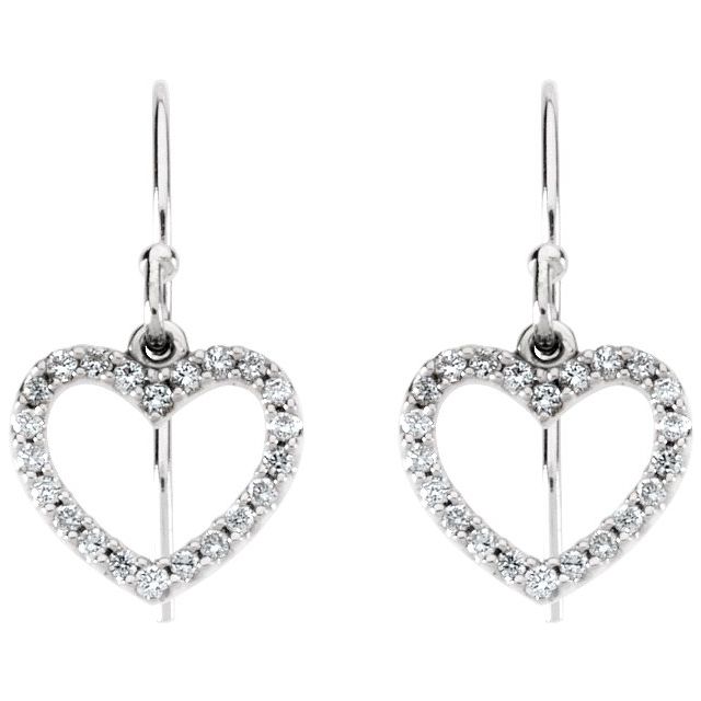 14K White 1/5 CTW Natural Diamond Heart Earrings