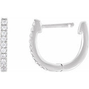 14K White 1/6 CTW Lab-Grown Diamond Hoop Earrings