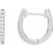 14K White 1/6 CTW Lab-Grown Diamond Hoop Earrings