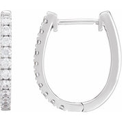 14K White 1/2 CTW Lab-Grown Diamond Hoop Earrings