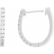 14K White 1/2 CTW Lab-Grown Diamond Hoop Earrings