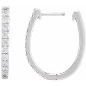 14K White 9/10 CTW Lab-Grown Diamond Hoop Earrings