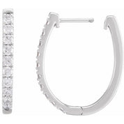 14K White 9/10 CTW Lab-Grown Diamond Hoop Earrings