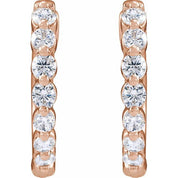 14K Rose 1/2 CTW Lab-Grown Diamond Hoop Earrings