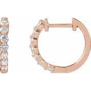 14K Rose 1/2 CTW Lab-Grown Diamond Hoop Earrings