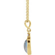 14K Yellow 6 mm Natural Rainbow Moonstone & .03 CT Natural Diamond Cabochon 16-18" Necklace