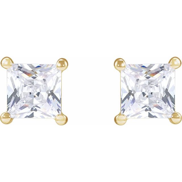 14K Yellow 4.5 mm Square 1 CTW Lab-Grown Diamond Earrings