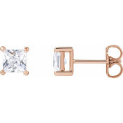 14K Rose 4.5 mm Square 1 CTW Lab-Grown Diamond Earrings