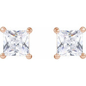 14K Rose 4.5 mm Square 1 CTW Lab-Grown Diamond Earrings