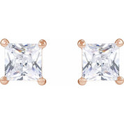 14K Rose 4.5 mm Square 1 CTW Lab-Grown Diamond Earrings