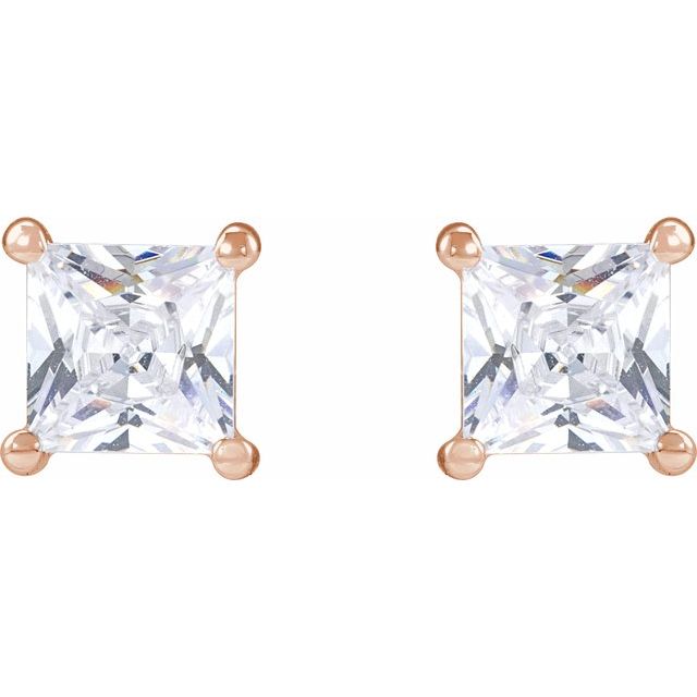 14K Rose 4.5 mm Square 1 CTW Lab-Grown Diamond Earrings