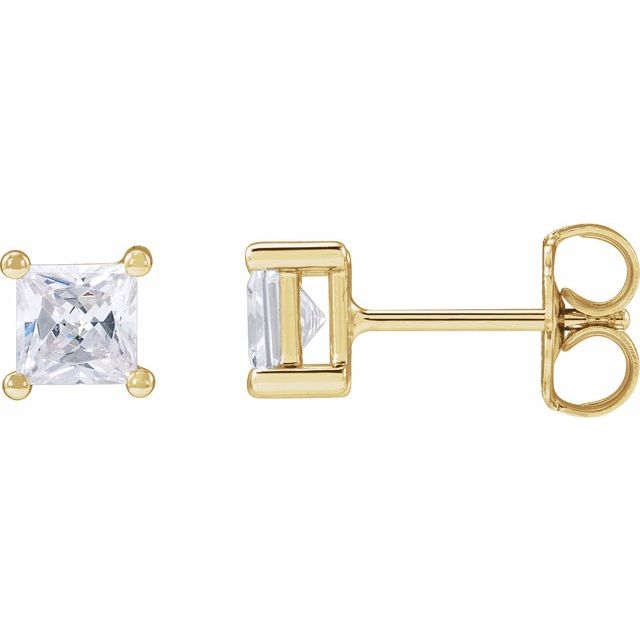 14K Yellow Gold 2 mm Square Lab-Grown Diamond Earrings - LG112