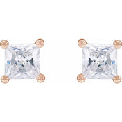 14K Rose 2 mm Square 1/10 CTW Lab-Grown Diamond Earrings