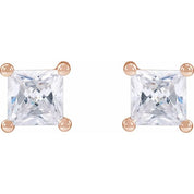14K Rose 2 mm Square 1/10 CTW Lab-Grown Diamond Earrings
