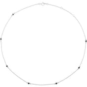 14K White 1/3 CTW Natural Black Diamond 7-Station 16-18" Necklace