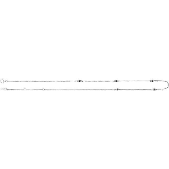 14K White 1/4 CTW Natural Black Diamond 5-Station 16-18" Necklace