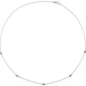 14K White 1/4 CTW Natural Black Diamond 5-Station 16-18" Necklace