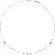 14K White 1/5 CTW Natural Black Diamond 3-Station 16-18" Necklace