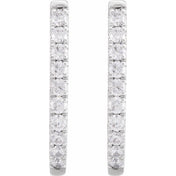 14K White 9/10 CTW Lab-Grown Diamond Hoop Earrings