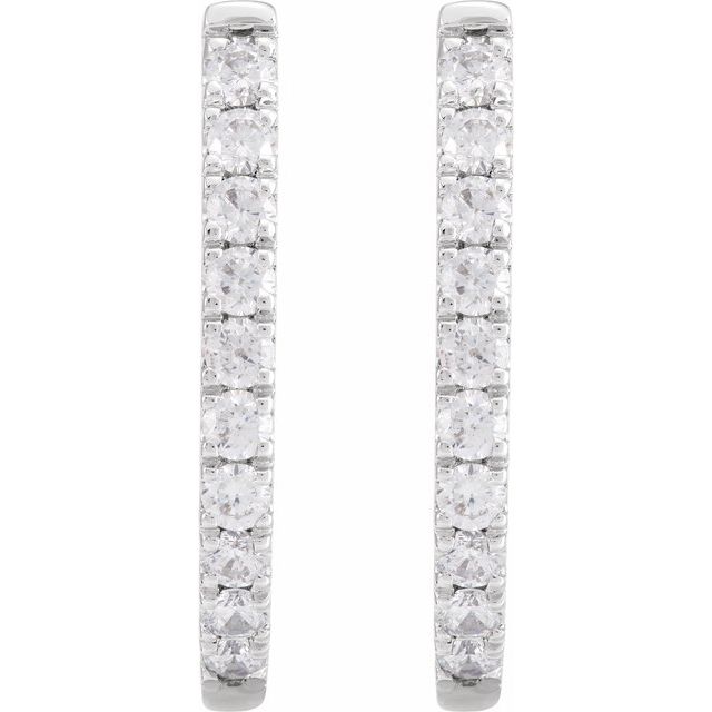 14K White 9/10 CTW Lab-Grown Diamond Hoop Earrings