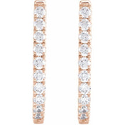 14K Rose 3/4 CTW Lab-Grown Diamond Hoop Earrings