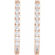 14K Rose 3/4 CTW Lab-Grown Diamond Hoop Earrings