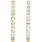 14K Yellow 3/4 CTW Lab-Grown Diamond Hoop Earrings