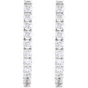 14K White 3/4 CTW Lab-Grown Diamond Hoop Earrings