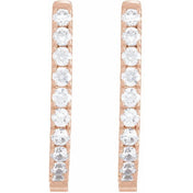14K Rose 1/2 CTW Lab-Grown Diamond Hoop Earrings