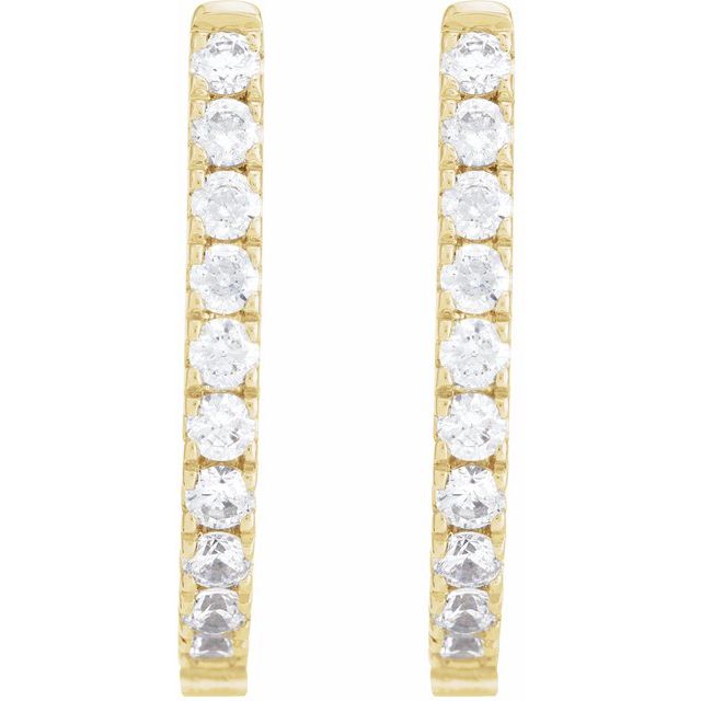 14K Yellow 1/2 CTW Lab-Grown Diamond Hoop Earrings