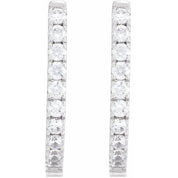 14K White 1/2 CTW Lab-Grown Diamond Hoop Earrings